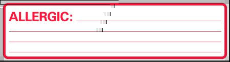 Precision Dynamics Pre-Printed Label Timemed Allergy Alert White Allergic: Red Alert Label 1-3/8 X 5-3/8 Inch - Roll of 1 - N-12A-RL