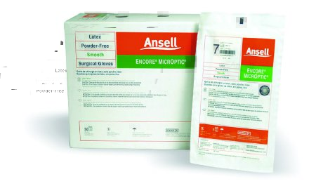 Ansell Surgical Glove ENCORE® Latex Micro Size 9 Sterile Latex Standard Cuff Length Micro-Textured Brown Chemo Tested - Case of 200 - 5787007-CS