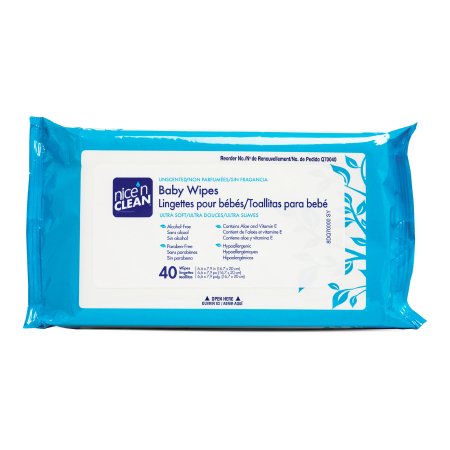 Professional Disposables Baby Wipe Nice'n Clean® Soft Pack Aloe / Vitamin E / Chamomile Unscented 40 Count - Case of 480 - Q70040-CS