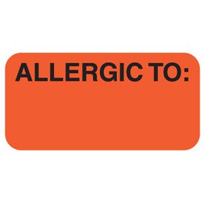 Tabbies Pre-Printed Label Allergy Alert Red Allergic To: Black Alert Label 3/4 X 1-1/2 Inch - Roll of 1 - 40525-RL