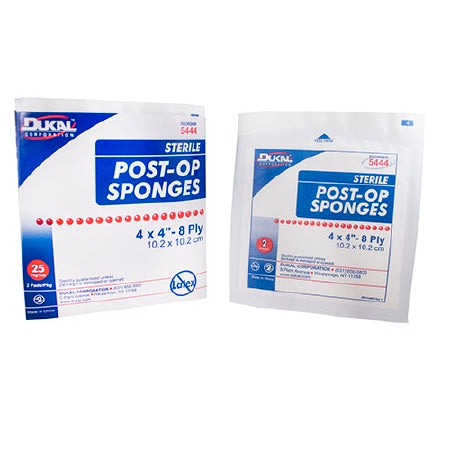 Dukal Nonwoven Sponge Dukal™ 4 X 4 Inch 2 per Pack Sterile 8-Ply Square - Case of 1200 - 5444-CS