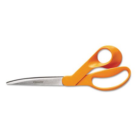 Fiskars® Home and Office Scissors, 9" Long, 4.5" Cut Length, Orange Offset Handle - Each - FSK-1944101008-EA