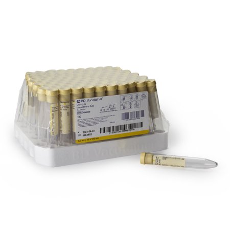 BD BD Vacutainer® Urinalysis Tube Conical Bottom Plain 16 X 100 mm 8 mL Yellow Conventional Closure Plastic Tube - Box of 100 - 364980-BX