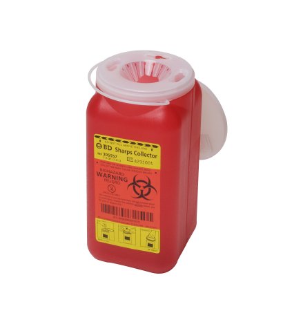 BD Sharps Container BD™ Red Base 7-1/2 H X 3-3/5 W X 3-3/5 D Inch Vertical Entry 0.35 Gallon - Each - 305557-EA