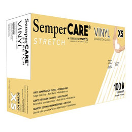 Sempermed USA Exam Glove SemperCare® Vinyl X-Small NonSterile Vinyl Standard Cuff Length Smooth Ivory Not Rated - Case of 1000 - SCVNP101-CS