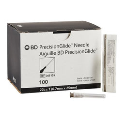 BD Hypodermic Needle PrecisionGlide™ 1 Inch Length 22 Gauge Regular Wall Without Safety - Case of 1000 - 305155-CS