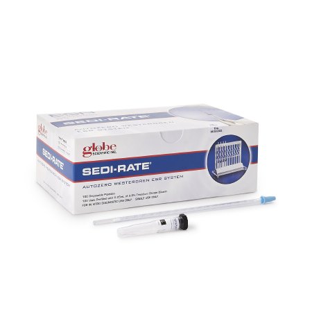 Globe Scientific Hematology Test Kit Sedi-Rate™ Autozero Westergren Erythrocyte Sedimentation Rate (ESR) Whole Blood Sample 100 Tests CLIA Waived - Box of 100 - 3469-BX