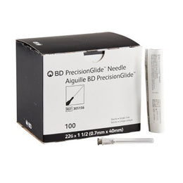 BD Hypodermic Needle PrecisionGlide™ 1-1/2 Inch Length 22 Gauge Regular Wall Without Safety - Case of 1000 - 305156-CS