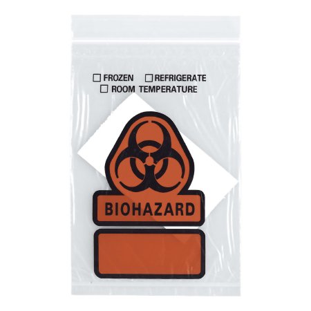 RD Plastics Company Specimen Transport Bag with Document Pouch and Absorbent Pad 6 X 9 Inch Zip Closure Biohazard Symbol / Storage Instructions NonSterile - Case of 500 - B100-CS