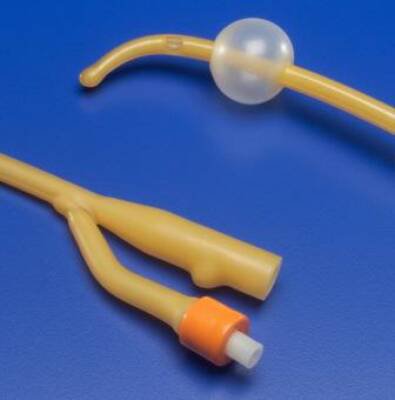 Cardinal Foley Catheter Ultramer™ 2-Way Coude Tip 5 cc Balloon 20 Fr. Hydrogel Coated Latex - CT/12 - 1620C-CT