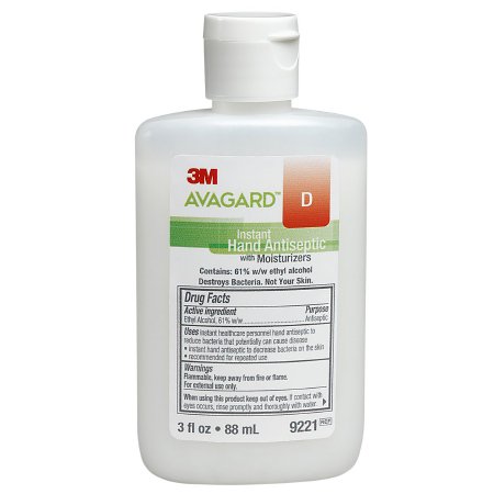 3M Hand Sanitizer 3M™ Avagard™ D 3 oz. Ethyl Alcohol Gel Bottle - Case of 48 - 9221-CS