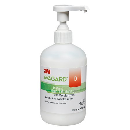 3M Hand Sanitizer 3M™ Avagard™ D 16 oz. Ethyl Alcohol Gel Pump Bottle - Case of 12 - 9222-CS