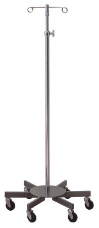 McKesson Infusion Pump Stand Floor Stand McKesson 4-Hook 6-Leg, 3 Inch Rubber Wheel, Ball-Bearing Casters, 26 Inch Diameter Epoxy-Coated Steel Base - Each - 81-43409-EA
