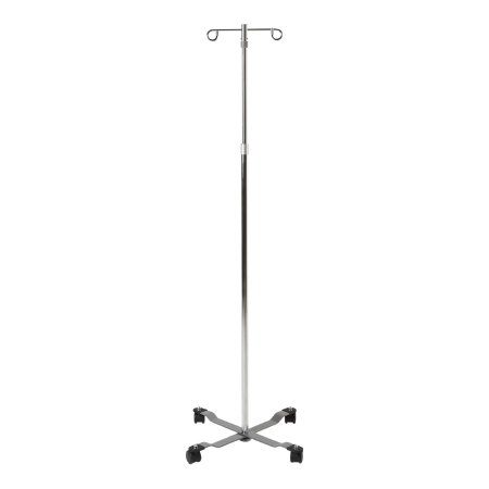 McKesson IV Stand Floor Stand McKesson 2-Hook 4-Leg, Dual-Wheel Nylon Casters, 22 Inch Epoxy-Coated Steel Base - Each - 81-11300-EA