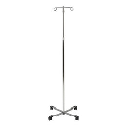 McKesson IV Stand Floor Stand McKesson 2-Hook 4-Leg, Dual-Wheel Nylon Casters, 22 Inch Epoxy-Coated Steel Base - Each - 81-11300-EA
