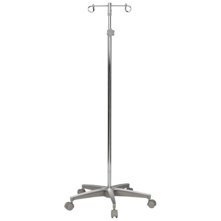 McKesson IV Stand Floor Stand McKesson 2-Hook 5-Leg, Dual-Wheel Nylon Casters, Cast Aluminum Base - Each - 81-11350-EA