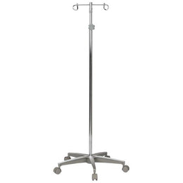 McKesson IV Stand Floor Stand McKesson 2-Hook 5-Leg, Dual-Wheel Nylon Casters, Cast Aluminum Base - Each - 81-11350-EA
