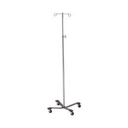 McKesson IV Stand Floor Stand McKesson 2-Hook 4-Leg, Rubber Wheel, Ball-Bearing Casters, 22 Inch Epoxy-Coated Steel Base - Each - 81-43403-EA