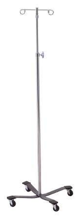 McKesson IV Stand Floor Stand McKesson 4-Hook 4-Leg, Rubber Wheel, Ball-Bearing Casters, 22 Inch Epoxy-Coated Steel Base - Each - 81-43406-EA
