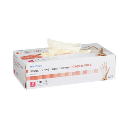 McKesson Exam Glove McKesson Small NonSterile Stretch Vinyl Standard Cuff Length Smooth Ivory Not Rated - Box of 100 - 14-814-BX