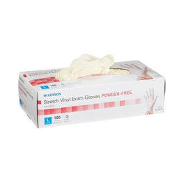McKesson Exam Glove McKesson Large NonSterile Stretch Vinyl Standard Cuff Length Smooth Ivory Not Rated - Case of 1000 - 14-818-CS