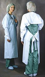 Busse Hospital Disposables Protective Procedure Gown One Size Fits Most Blue NonSterile AAMI Level 3 Disposable - Box of 15 - 235-BX