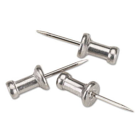 GEM® Aluminum Head Push Pins, Aluminum, Silver, 0.5", 100/Box - Box of 1 - GEM-CPAL4-BX