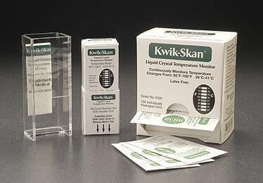 Trademark Medical Single Patient Forehead Thermometer Kwik-Skan 34 to 41 °C / 92 to 106 °F Line Indicator Display - Box of 100 - 5030-BX