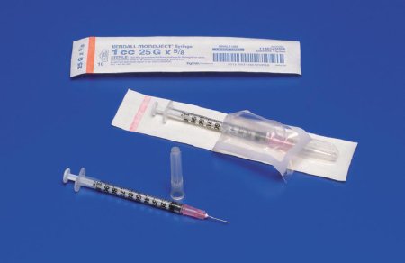 Cardinal Standard Tuberculin Syringe with Needle Monoject™ 1 mL 5/8 Inch 25 Gauge NonSafety Regular Wall - Case of 500 - 1180125158-CS