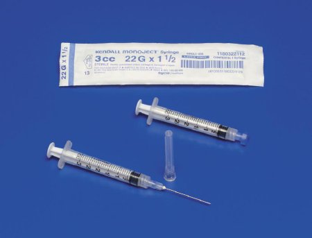 Cardinal Standard Hypodermic Syringe with Needle Monoject™ 3 mL 1 Inch 25 Gauge NonSafety Regular Wall - Case of 800 - 1180325100-CS