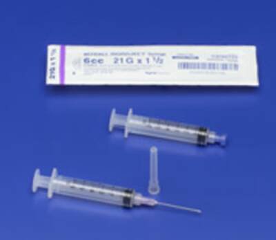 Cardinal Standard Hypodermic Syringe with Needle Monoject™ SoftPack 6 mL 1-1/2 Inch 20 Gauge NonSafety Regular Wall - Case of 400 - 1181620112-CS