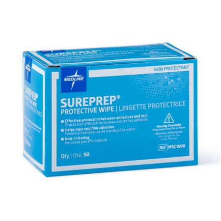 Medline Skin Barrier Wipe Sureprep® 40 to 80% Strength Isopropyl Alcohol Individual Packet NonSterile - Case of 1000 - MSC1500-CS