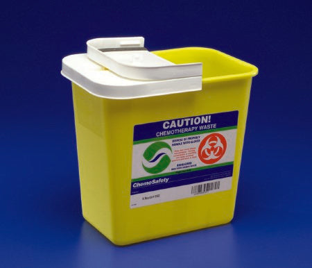 Cardinal Chemotherapy Waste Container SharpSafety™ Yellow Base 17-3/4 H X 11 W X 15-1/2 D Inch Vertical Entry 8 Gallon - Case of 10 - 8985PG2-CS