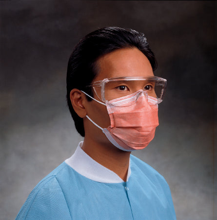 O&M Halyard Inc Procedure Mask FluidShield Anti-fog Foam Pleated Earloops One Size Fits Most Orange NonSterile ASTM Level 3 Adult - Box of 40 - 47107-BX
