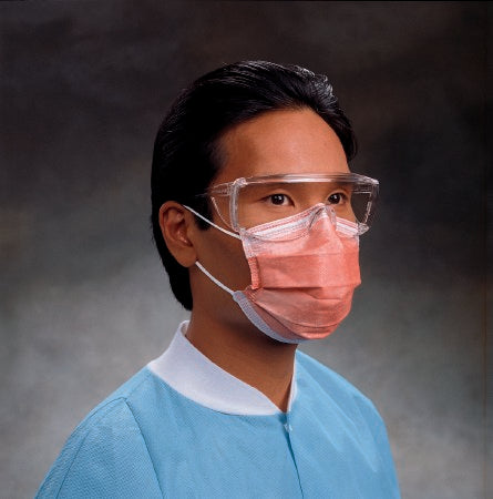 O&M Halyard Inc Procedure Mask FluidShield Anti-fog Foam Pleated Earloops One Size Fits Most Orange NonSterile ASTM Level 3 Adult - Case of 400 - 47107-CS