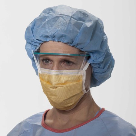 O&M Halyard Inc Surgical Mask FluidShield Anti-fog Foam Pleated Tie Closure One Size Fits Most Orange NonSterile ASTM Level 3 Adult - Case of 300 - 48207-CS