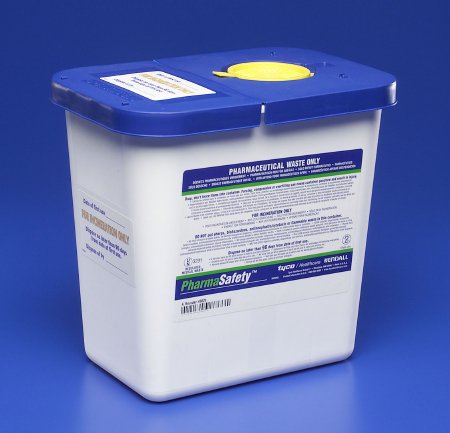 Cardinal Pharmaceutical Waste Container PharmaSafety™ White Base 10 H X 10-1/2 W X 7-1/4 D Inch Vertical Entry 2 Gallon - Each - 8820-EA