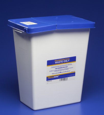 Cardinal Pharmaceutical Waste Container PharmaSafety™ White Base 17-3/4 H X 11 W X 15-1/2 D Inch Vertical Entry 8 Gallon - Each - 8850-EA