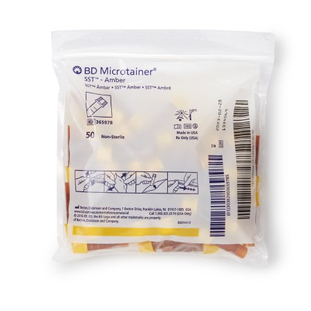 BD BD Microtainer® SST™ Capillary Blood Collection Tube Serum Tube Clot Activator / Separator Gel Additive 15.3 X 46 mm 400 ÂµL to 600 ÂµL Gold BD Microgard™ Closure Plastic Tube - Case of 200 - 365978-CS