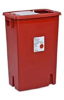 Cardinal Sharps Container SharpSafety™ Red Base 26 H X 18-1/4 W X 12-3/4 D Inch Vertical Entry 18 Gallon - Case of 5 - 8998SPG2-CS