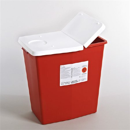 Cardinal Sharps Container SharpSafety™ Red Base 18-3/4 H X 12-3/4 W X 18-1/4 D Inch Vertical Entry 12 Gallon - Case of 10 - 8932PG2-CS