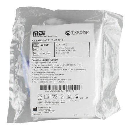 Microtek Medical Enema Bag NonSterile 1500 mL - Each - 50-800-EA
