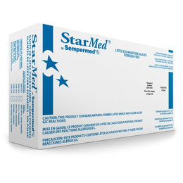 Sempermed USA Exam Glove StarMed® X-Small NonSterile Latex Standard Cuff Length Fully Textured White Not Rated - Case of 1000 - SM101-CS