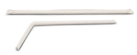 Medline Flexible Drinking Straw 7-3/4 Inch Length White Individually Wrap / Bulk Wrap - Case of 10000 - NON02325-CS