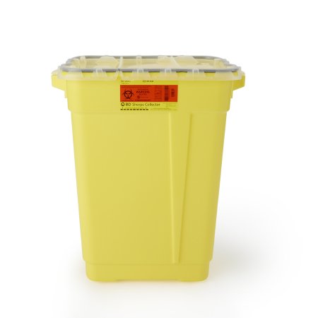 BD Chemotherapy Waste Container BD™ Yellow Base 23-1/2 H X 20 W X 14-3/4 D Inch Vertical Entry 17 Gallon - Case of 5 - 305614-CS