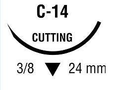 Covidien Nonabsorbable Suture with Needle Monosof™~Dermalon™ Nylon C-14 3/8 Circle Reverse Cutting Needle Size 2 - 0 Monofilament - Box of 36 - SN-758-BX