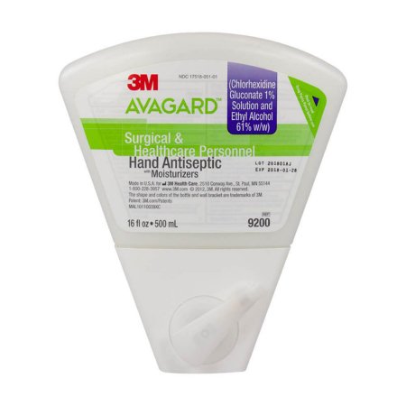 3M Waterless Surgical Scrub 3M™ Avagard™ 16 oz. Dispenser Refill Bottle 1% / 61% Strength CHG (Chlorhexidine Gluconate) / Ethyl Alcohol NonSterile - Each - 9200-EA