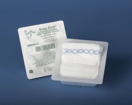 Medline Gauze Sponge Accu-Sorb® 4 X 4 Inch 10 per Tray Sterile 16-Ply Square - Case of 1280 - NON21430LF-CS