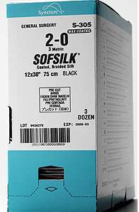 Covidien Nonabsorbable Suture without Needle Sofsilk™ Silk Braided Size 2-0 - Box of 24 - S-405-BX