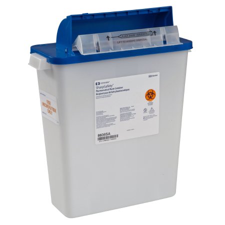 Cardinal Pharmaceutical Waste Container PharmaSafety™ White Base 16-1/2 H X 13-3/4 W X 6 D Inch Horizontal Entry 3 Gallon - Each - 8836SA-EA